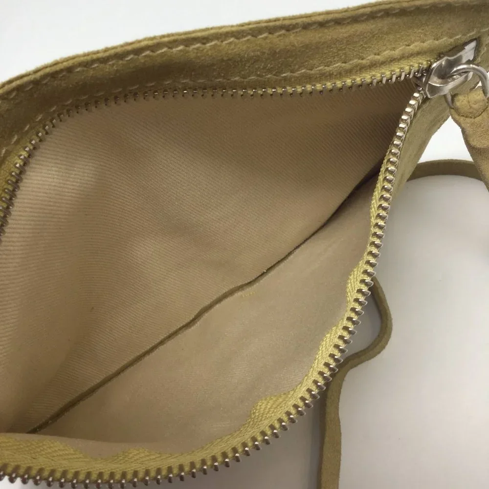 Andrea Mabiani Tan Suede Leather Zipper Pouch